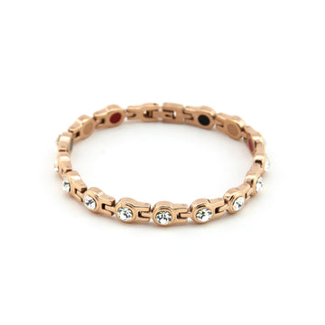 Splendore - Negative Ion Bracelet - Polished Rose Gold Stainless Steel with Swarovski Crystals